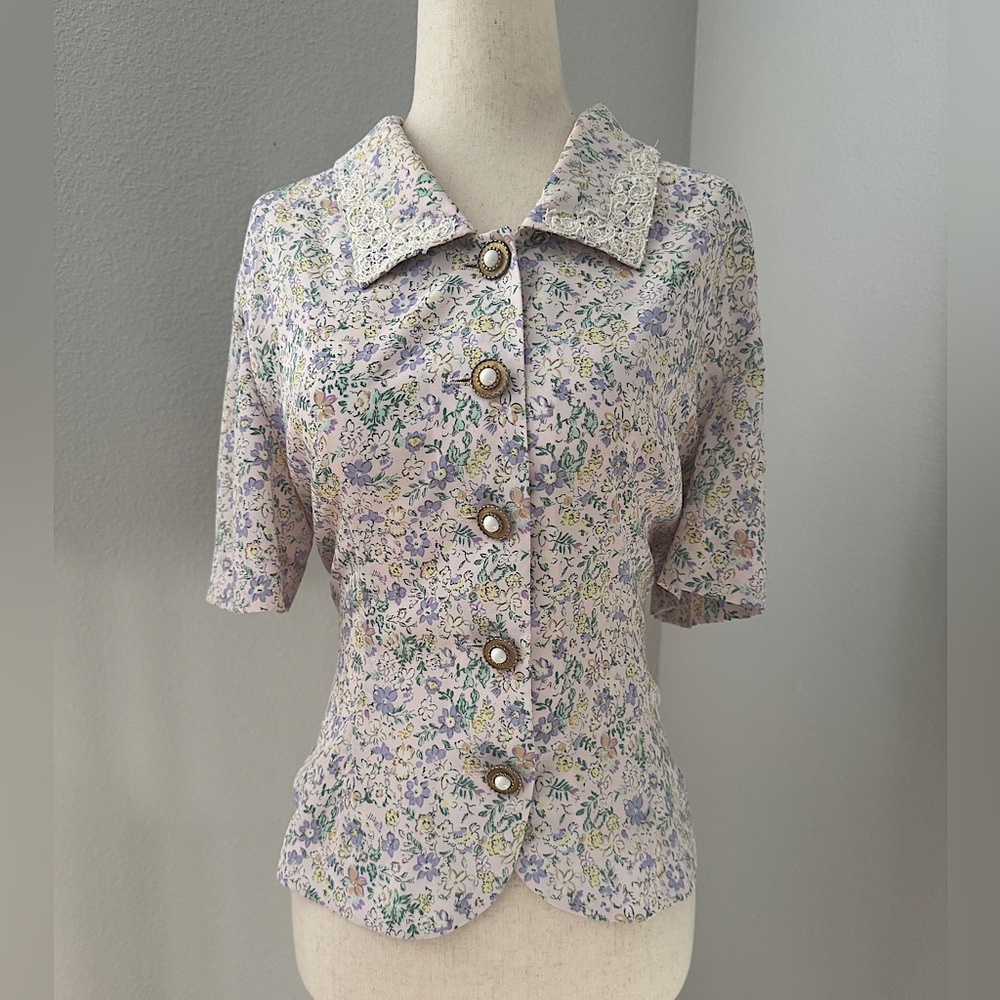Vintage 80’s Floral Blouse + Skirt Set🩷
